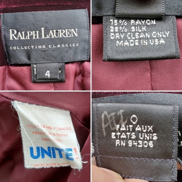 Vintage 90s Ralph Lauren Collection Burgundy Merlot Silk Blend Velvet Blazer 4 - Picture 4 of 5